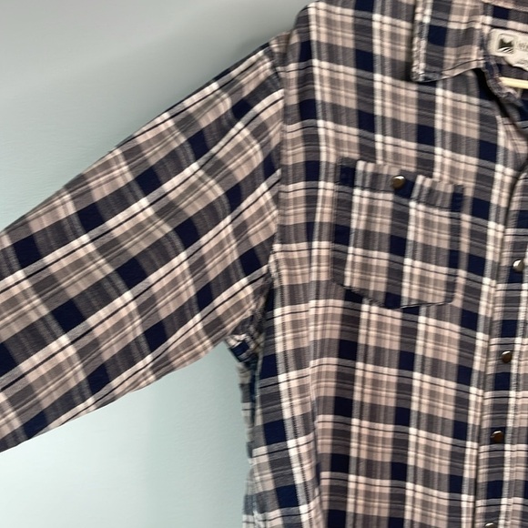 Wind River Mens Plaid Brushed Cotton Snap Shirt Blues Greys Classic Fit Size XL - Picture 5 of 12